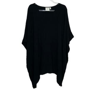 Elk Womens Size S/M Oversized Black Textured‎ Poncho Top Wool Boxy Lagenlook